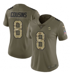 Women's Nike Minnesota Vikings #8 Kirk Cousins Limited Olive Camo 2017 Salute to Service NFL Jersey Women's Nike Minnesota Vikings #8 Kirk Cousins Limited Olive Camo 2017 Salute to Service NFL Jersey