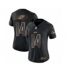 Women's New York Jets #14 Sam Darnold Black Gold Vapor Untouchable Limited Player Football Jersey