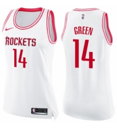 Women's Nike Houston Rockets #14 Gerald Green Swingman White/Pink Fashion NBA Jersey