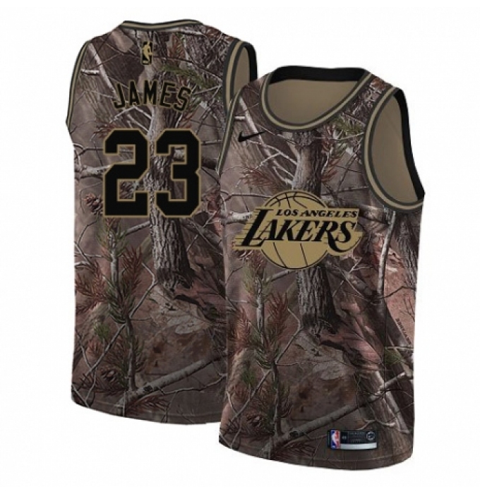 Men's Nike Los Angeles Lakers #23 LeBron James Swingman Camo Realtree Collection NBA Jersey