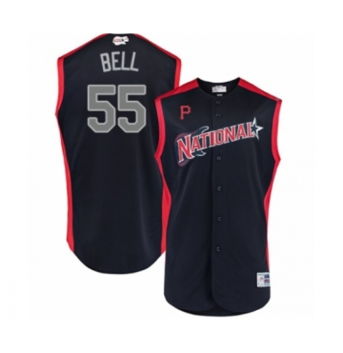 Men's Pittsburgh Pirates #55 Josh Bell Authentic Navy Blue National League 2019 Baseball All-Star Jersey