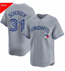 Men's Toronto Blue Jays 31 Max Scherzer Gray Cool Base Stitched Baseball Jersey