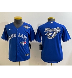 Youth Toronto Blue Jays Team Big Logo Royal 2025 World Series Cool Base Stitched Baseball Jersey