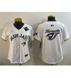 Youth Toronto Blue Jays Team Big Logo White Gold 2025 American League Champions Limited Stitched Jersey