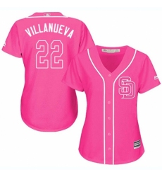 Women's Majestic San Diego Padres #22 Christian Villanueva Replica Pink Fashion Cool Base MLB Jersey
