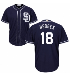 Youth Majestic San Diego Padres #18 Austin Hedges Replica Navy Blue Alternate 1 Cool Base MLB Jersey