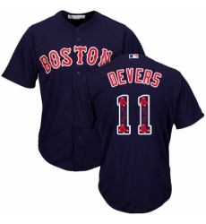 Men's Majestic Boston Red Sox #11 Rafael Devers Authentic Navy Blue Team Logo Fashion Cool Base MLB Jersey