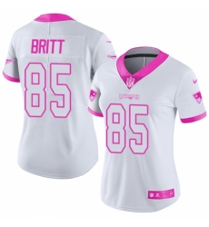 Women's Nike New England Patriots #85 Kenny Britt Limited White/Pink Rush Fashion NFL Jersey