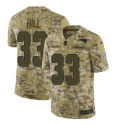 Men's Nike New England Patriots #33 Jeremy Hill Limited Camo 2018 Salute to Service NFL Jersey