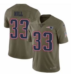 Men's Nike New England Patriots #33 Jeremy Hill Limited Olive 2017 Salute to Service NFL Jersey