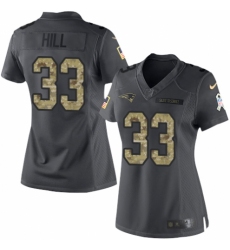 Women's Nike New England Patriots #33 Jeremy Hill Limited Black 2016 Salute to Service NFL Jersey