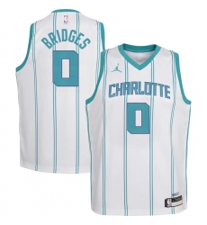 Youth Charlotte Hornets #0 Miles Bridges Jordan Brand White 2020-21 Swingman Jersey