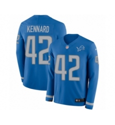 Men's Nike Detroit Lions #42 Devon Kennard Limited Blue Therma Long Sleeve NFL Jersey