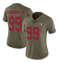 Women's Nike New York Giants #99 Mario Edwards Jr Limited Olive 2017 Salute to Service NFL Jersey