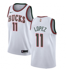 Women's Nike Milwaukee Bucks #11 Brook Lopez Swingman White Fashion Hardwood Classics NBA Jersey