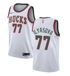 Youth Nike Milwaukee Bucks #77 Ersan Ilyasova Swingman White Fashion Hardwood Classics NBA Jersey
