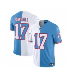 Men's Nike Tennessee Titans #17 Ryan Tannehill White Blue 2023 F.U.S.E. Split Vapor Limited Throwback Football Stitched Jersey