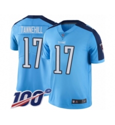 Youth Tennessee Titans #17 Ryan Tannehill Limited Light Blue Rush Vapor Untouchable 100th Season Football Jersey