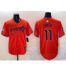 Men's Houston Astros #11 Cam Smith Orange 2025 City Connect With Texas Limited Stitched Baseball Jersey