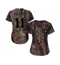 Women's Minnesota Twins #11 Jorge Polanco Authentic Camo Realtree Collection Flex Base Baseball Jersey