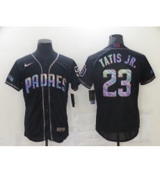Men's San Diego Padres #23 Fernando Tatis Jr. Black 2021 Iridescent Logo Jersey Jersey