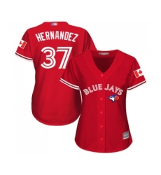 Women's Toronto Blue Jays #37 Teoscar Hernandez Replica Scarlet Alternate Baseball Jersey