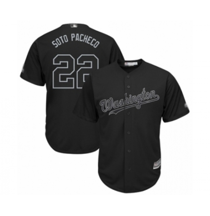 Men's Washington Nationals #22 Juan Soto Soto Pacheco Authentic Black 2019 Players Weekend Baseball Jersey