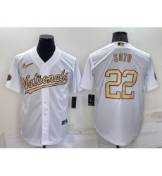 Men's Washington Nationals #22 Juan Soto White 2022 All Star Stitched Cool Base Nike Jersey