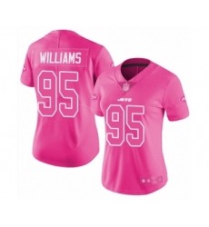 Women's New York Jets #95 Quinnen Williams Limited Pink Rush Fashion Football Jersey