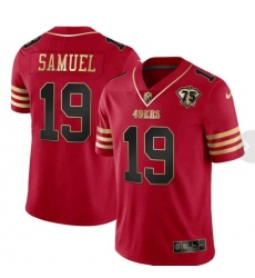 Men's San Francisco 49ers #19 Deebo Samuel Red 75th Anniversary Stitched Football Jersey