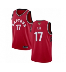Men's Toronto Raptors #17 Jeremy Lin Swingman Red 2019 Basketball Finals Bound Jersey - Icon Edition