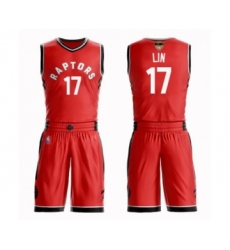 Men's Toronto Raptors #17 Jeremy Lin Swingman Red 2019 Basketball Finals Bound Suit Jersey - Icon Edition