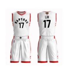 Men's Toronto Raptors #17 Jeremy Lin Swingman White 2019 Basketball Finals Bound Suit Jersey - Association Edition