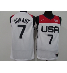 Men's Brooklyn Nets #7 Kevin Durant USA Basketball Tokyo Olympics 2021 White Jersey