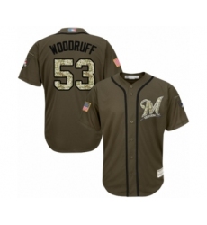 Youth Milwaukee Brewers #53 Brandon Woodruff Authentic Green Salute to Service Baseball Jersey