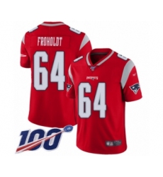 Men's New England Patriots #64 Hjalte Froholdt Limited Red Inverted Legend 100th Season Football Jersey