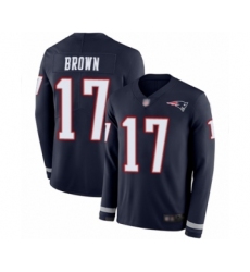 Youth New England Patriots #17 Antonio Brown Limited Navy Blue Therma Long Sleeve Football Jersey