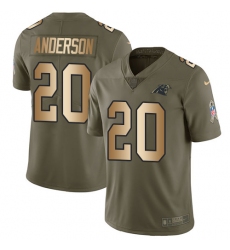 Men's Nike Carolina Panthers #20 C.J. Anderson Limited Olive Gold 2017 Salute to Service NFL Jersey