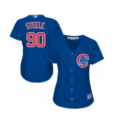 Women's Chicago Cubs #90 Justin Steele Authentic Royal Blue Alternate Cool Base Baseball Player Jersey