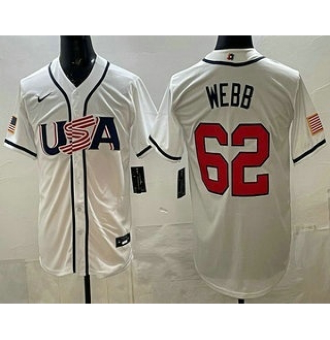 Men's USA #62 Logan Webb White 2026 World Baseball Classic Cool Base Jersey