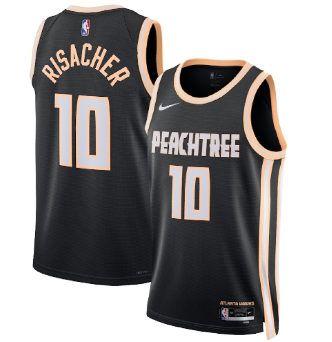 Men's Atlanta Hawks #10 Zaccharie Risacher Black 2025-26 City Edition Swingman Stitched Jersey