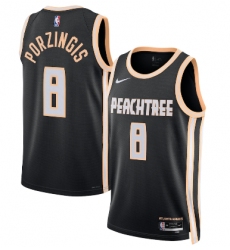 Men's Atlanta Hawks #8 Kristaps Porzingis Black 2025-26 City Edition Swingman Stitched Jersey