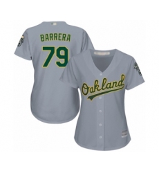 Women's Oakland Athletics #79 Luis Barrera Authentic Grey Road Cool Base Baseball Player Jersey