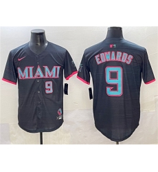 Men's Miami Marlins #9 Xavier Edwards Black 2025 City Connect Limited Stitched Jersey