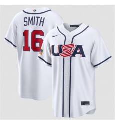 Men's USA Baseball #16 Will Smith White 2026 World Baseball Classic Home Stadium Stitched Jersey