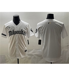 Men's Milwaukee Brewers Blank White 'Gothic 414 Shadows Edition' Vapor Premier Limited Stitched Jersey
