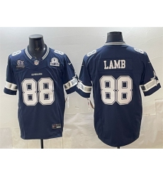 Men's Dallas Cowboys #88 CeeDee Lamb Navy F.U.S.E. With 5x Super Bowl Champions & Established In 1960 Vapor Limited Stitched Football Jersey