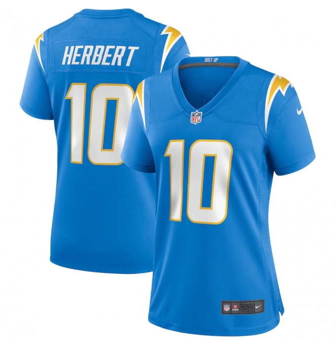 Women's Los Angeles Chargers #10 Justin Herbert Nike Powder Blue 2020 NFL Draft First Round Pick Game Jersey.webp
