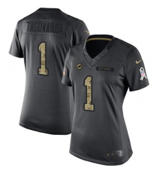 Women's Miami Dolphins #1 Tua Tagovailoa Black Stitched Limited 2016 Salute to Service Jersey Women's Miami Dolphins #1 Tua Tagovailoa Black Stitched Limited 2016 Salute to Service Jersey