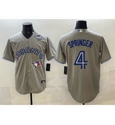 Men's Toronto Blue Jays #4 George Springer Gray 2025 World Series Cool Base Stitched Baseball Jersey